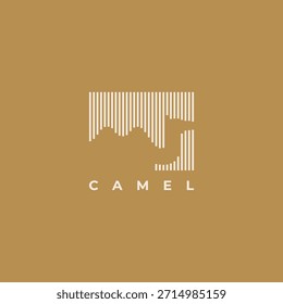 Camelo mínimo design de logotipo elegante. Linhas verticais com símbolo de silhueta de camelo ícone de logotipo
