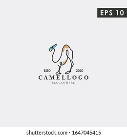 Camel Modern Logogram Design Vector Template With Flat Style