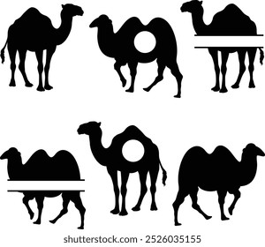 Camel Monogram Frame. Camel Vector Illustration. Camel Split Monogram.