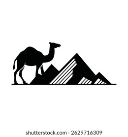 Camel and Mountain Vector Design for Logo and T-Shirt Design