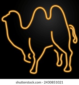 camel neon sign, modern glowing banner design, colorful modern design trend on black background. Vector illustration.