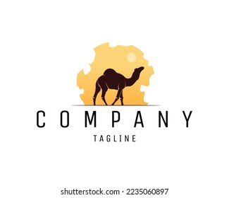 Camel old silhouette logo isolated on white background best side view for badge, emblem and sticker design. vector illustration available in eps 10.