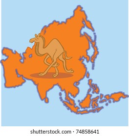Camel on Asia Map