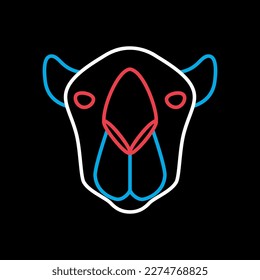 Camel on black background icon. Animal head vector symbol. Agriculture sign. Graph symbol for your web site design, logo, app, UI. EPS10.