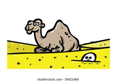 Camel on desert illustration