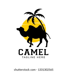 Camel on desert logo inspiration, clip art vector