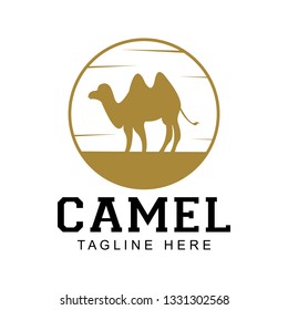 Camel on desert logo inspiration, clip art vector