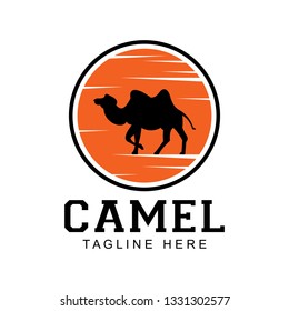 Camel on desert logo inspiration, clip art vector