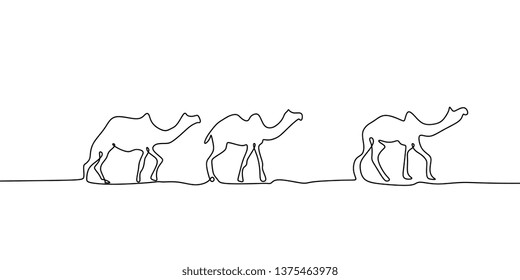 Camel on dessert one line continuous drawing