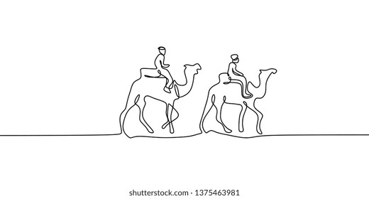 Camel on dessert one line continuous drawing