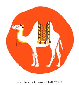 camel on orange background - illustration