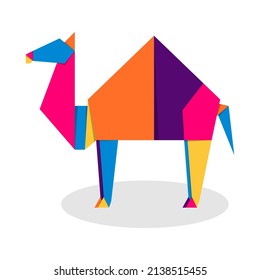 Camel origami. Abstract colorful vibrant camel logo design. Animal origami. Vector illustration