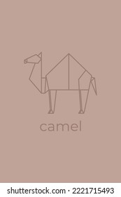 camel origami. Abstract line art camel logo design. Animal origami. Animal line art. Pet shop outline illustration. Vector illustration