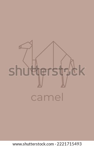 camel origami. Abstract line art camel logo design. Animal origami. Animal line art. Pet shop outline illustration. Vector illustration