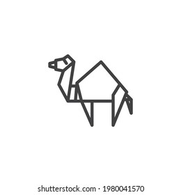 Icono de línea de origami de camello. signo de estilo lineal para concepto móvil y diseño web. Icono vectorial de contorno de camello de papel. Símbolo, ilustración del logotipo. Gráficos vectoriales