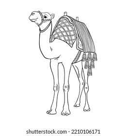 Camel Outline Vector Illustration. Isolated On White Background.