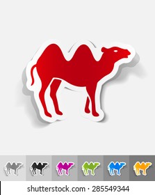 camel paper sticker with shadow. Vector illustration