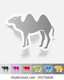 camel paper sticker with shadow. Vector illustration