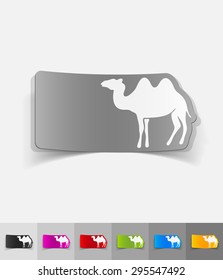 camel paper sticker with shadow. Vector illustration