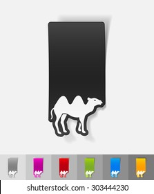 camel paper sticker with shadow. Vector illustration