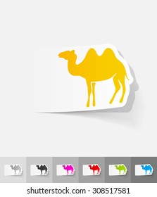 camel paper sticker with shadow. Vector illustration