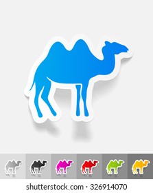 camel paper sticker with shadow. Vector illustration