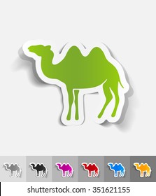 camel paper sticker with shadow. Vector illustration