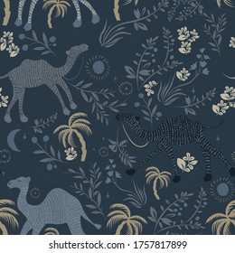 Camel pattern flat color seamless design illustration