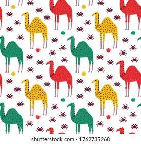 Camel pattern flat color seamless design illustration