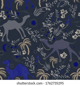 Camel pattern flat color seamless design illustration