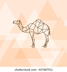 Camel polygon polygon on orange background.