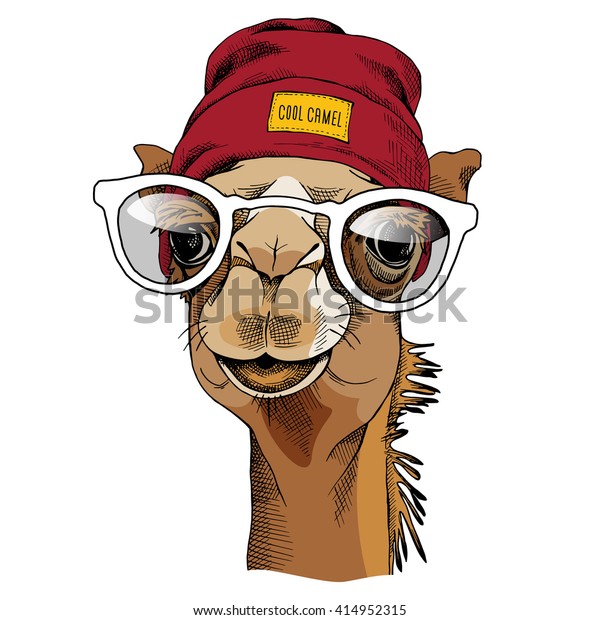 Camel Portrait Glasses Hipster Hat 