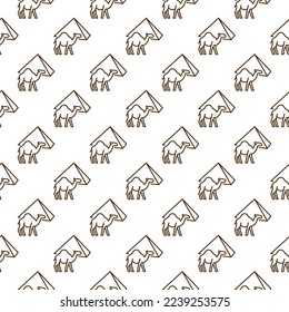 Camel and Pyramid in Egypt vector concept outline seamless pattern or geometric background 