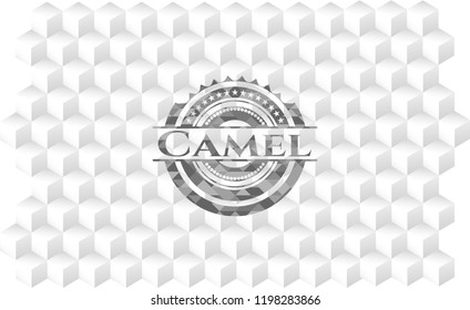 Camel realistic grey emblem with cube white background