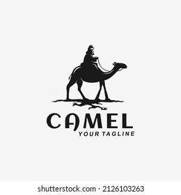 Camel Ride Silhouette Logo Design Template idea