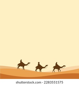 Camel rider on desert illustration logo vector design