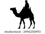 Camel Rider Silhouette - Desert Travel Illustration and Clipart