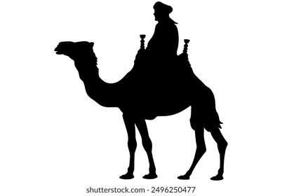 Camel Rider Silhouette - Desert Travel Illustration and Clipart