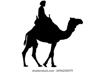 Camel Rider Silhouette - Desert Travel Illustration and Clipart