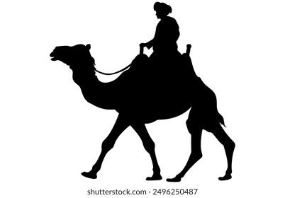 Camel Rider Silhouette - Desert Travel Illustration and Clipart