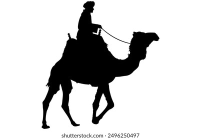 Camel Rider Silhouette - Desert Travel Illustration and Clipart