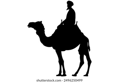 Camel Rider Silhouette - Desert Travel Illustration and Clipart