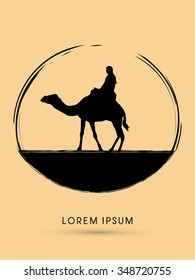 Camel riding designed using grunge brush graphic vector