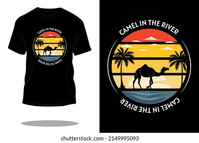 camel in the river retro t shirt design