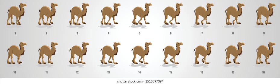 Camel run cycle animation sequence, animation frames