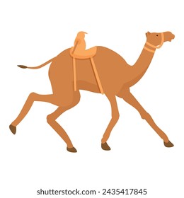 Camel run on track icon cartoon vector. Farming sport. Run dubai festival
