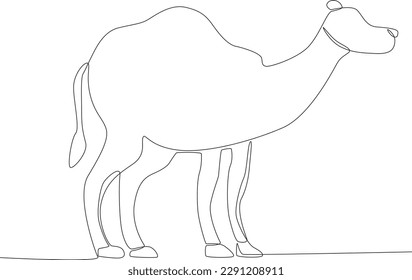 Un camello para el sacrificio. Dibujo de una línea de Eid al-Adha