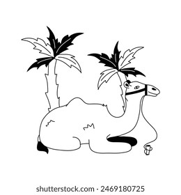Camel for sacrifice, eid preparation, camel for eid al adha, concept illustration