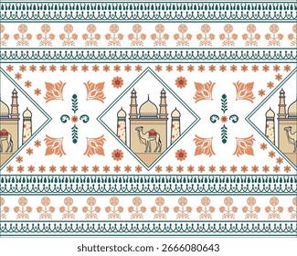 Camel seamless pattern Lucky line Art