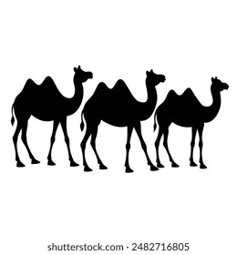 camel set silhouette vector illustration